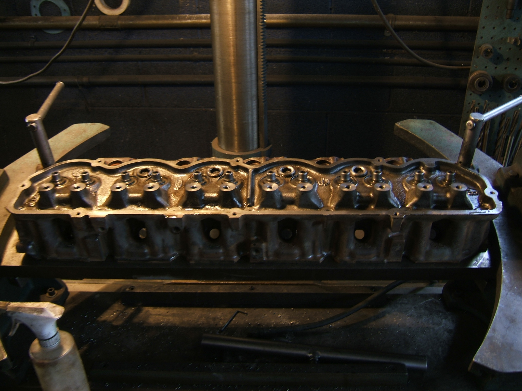 Another view of head waiting for rockers and valves